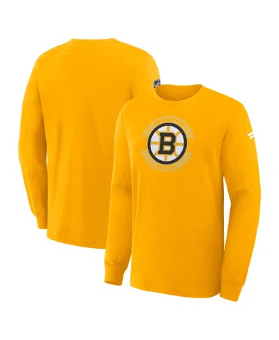 Fanatics Men's Gold Boston Bruins Authentic Pro Property Of Practice Long Sleeve T-shirt In Yellow