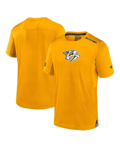 Fanatics Men's Gold Nashville Predators Authentic Pro Performance T-shirt In Gold,navy