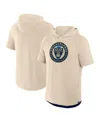 Fanatics Men's Gold Philadelphia Union Hat Trick Stadium Slub Raglan Short Sleeve Pullover Hoodie In Neutral