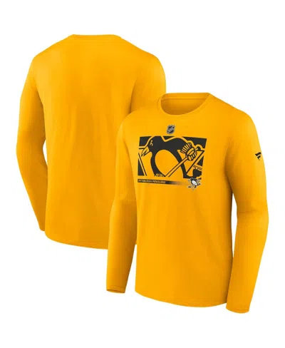 Fanatics Men's Gold Pittsburgh Penguins Authentic Pro Core Collection Secondary Long Sleeve T-shirt