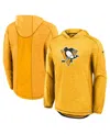 Fanatics Men's Gold Pittsburgh Penguins Authentic Pro Rink Lightweight Pullover Hoodie In Gold