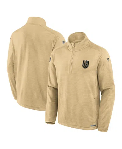 Fanatics Men's Gold Vegas Golden Knights Authentic Pro Rink Quarter-zip Sweatshirt In Neutral