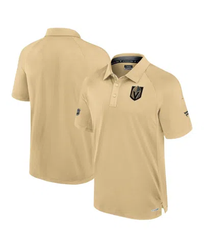 Fanatics Men's Gold Vegas Golden Knights Authentic Pro Rink Raglan Polo Shirt In Brown