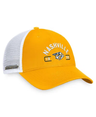 Fanatics Men's Gold/white Nashville Predators Free Kick Trucker Adjustable Hat In Gold,white