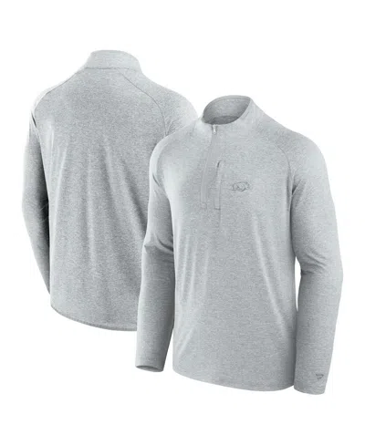 Fanatics Men's Gray Arkansas Razorbacks Mock Neck Half-zip Pullover Jacket In Multi