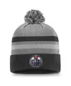Fanatics Men's Gray Edmonton Oilers Authentic Pro Home Ice Cuffed Knit Hat With Pom In Gray