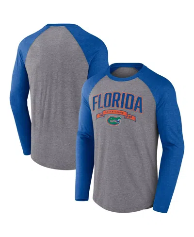 Fanatics Men's Gray Florida Gators Heritage Banner Year Tri-blend Raglan Long Sleeve T-shirt