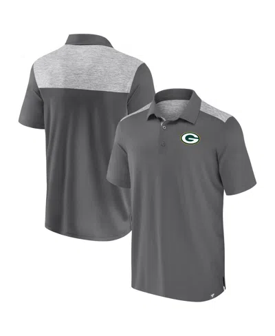 Fanatics Men's Gray Green Bay Packers Long Shot Polo Shirt