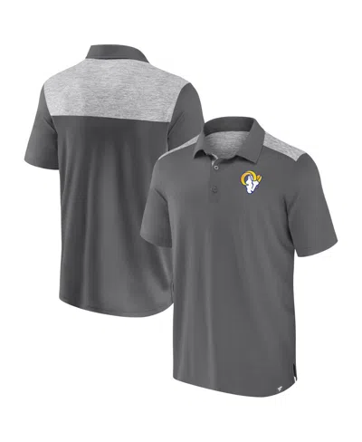 Fanatics Men's Gray Los Angeles Rams Long Shot Polo In Gray,heather Gray