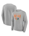 Fanatics Men's Gray Miami Hurricanes True Classics Act Fast Fleece Pullover Sweatshirt In Gray