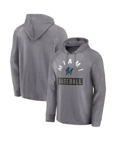Fanatics Men's Gray Miami Marlins No Time Off Raglan Pullover Hoodie