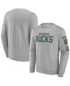 Fanatics Men's Gray Milwaukee Bucks Fleece Pullover Sweatshirt In Gray