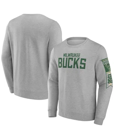 Fanatics Men's Gray Milwaukee Bucks Fleece Pullover Sweatshirt