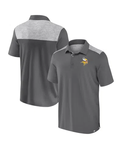 Fanatics Men's Gray Minnesota Vikings Long Shot Polo Shirt In Brown
