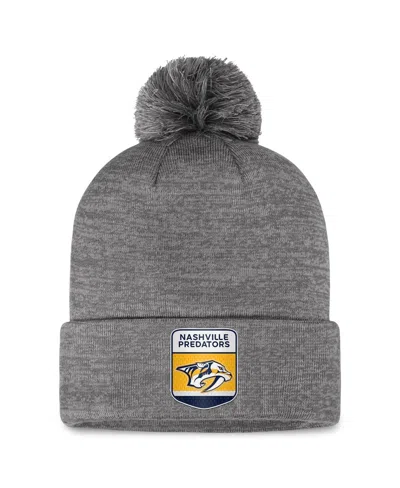 Fanatics Men's Gray Nashville Predators Authentic Pro Home Ice Cuffed Knit Hat With Pom
