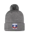 Fanatics Men's Gray New York Islanders Authentic Pro Home Ice Cuffed With Pom Knit Hat In Gray