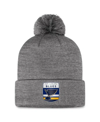 Fanatics Men's Gray St. Louis Blues Authentic Pro Home Ice Cuffed Knit Hat With Pom