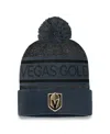 Fanatics Men's Gray Vegas Golden Knights Authentic Pro Cuffed With Pom Knit Hat In Black