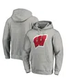 Fanatics Men's Gray Wisconsin Badgers Primary Logo Pullover Hoodie In Gray