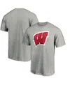 Fanatics Men's Gray Wisconsin Badgers Primary Logo T-shirt In Gray
