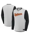 Fanatics Men's Gray/black Baltimore Orioles Clubhouse Long Sleeve Henley Shirt In Multi