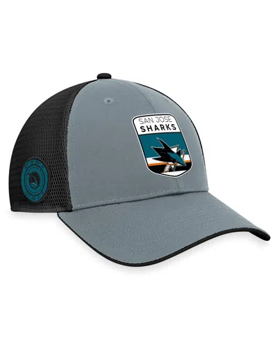 Fanatics Men's Gray/black San Jose Sharks Authentic Pro Home Ice Trucker Adjustable Hat In Multi