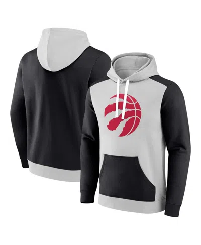 Fanatics Men's Gray/black Toronto Raptors Arctic Colorblock Pullover Hoodie In Gray,black