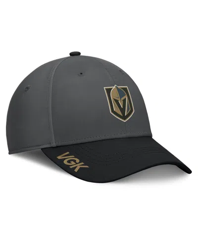Fanatics Men's Gray/black Vegas Golden Knights Authentic Pro Rink Flex Hat In Gray,black