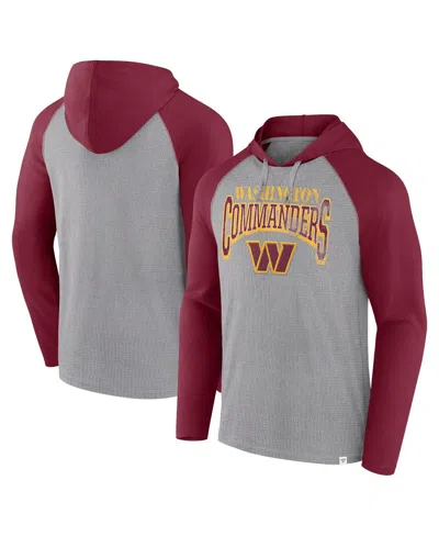 Fanatics Men's Gray/burgundy Washington Commanders Under Center Long Sleeve Hoodie T-shirt In Gray,burgundy