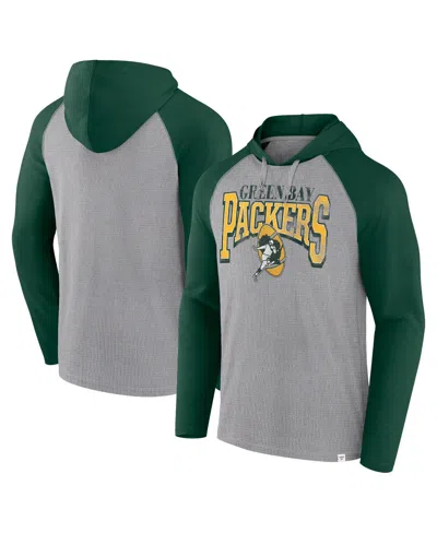 Fanatics Men's Gray/green Green Bay Packers Under Center Long Sleeve Hoodie T-shirt In Gray,green