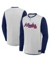 Fanatics Men's Gray/navy Atlanta Braves Clubhouse Long Sleeve Henley Shirt In Blue