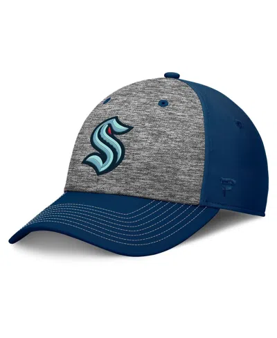 Fanatics Men's Gray/navy Seattle Kraken Fundamental Top Shelf 2-tone Flex Hat In Gray,navy
