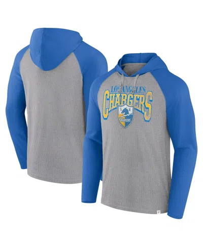 Fanatics Men's Gray/powder Blue Los Angeles Chargers Under Center Long Sleeve Hoodie T-shirt In Graypowder Blue