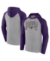 Fanatics Men's Gray/purple Baltimore Ravens Under Center Long Sleeve Hoodie T-shirt In Gray,purple