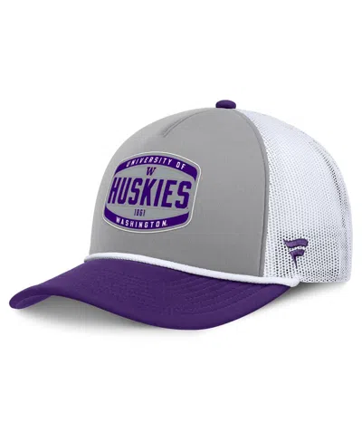 Fanatics Men's Gray/purple Washington Huskies Course Foam-front Adjustable Trucker Hat In Multi