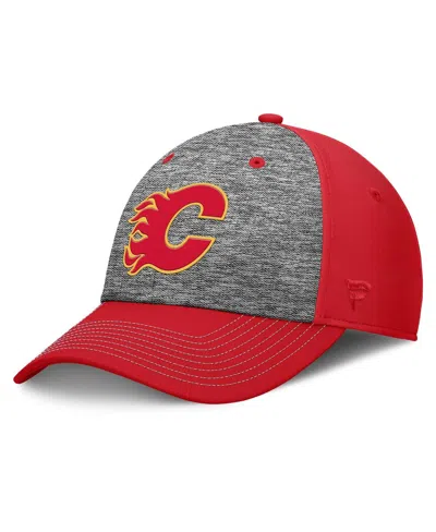 Fanatics Men's Gray/red Calgary Flames Fundamental Top Shelf 2-tone Flex Hat