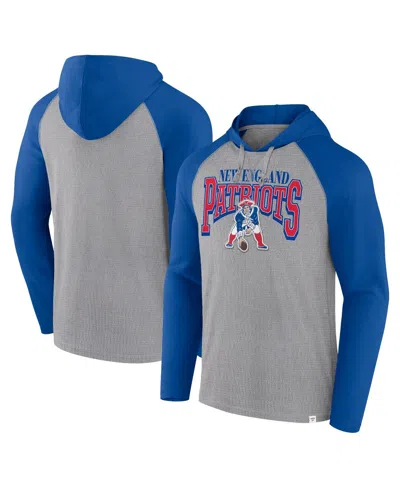 Fanatics Men's Gray/royal New England Patriots Under Center Long Sleeve Hoodie T-shirt In Gray,royal
