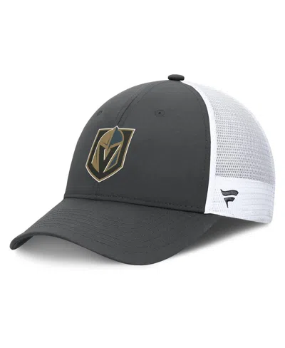 Fanatics Men's Gray/white Vegas Golden Knights Authentic Pro Simple Rink Trucker Adjustable Hat In Multi