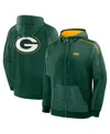 Fanatics Men's Green Green Bay Packers Checkdown Pass Full-zip Hoodie In Green