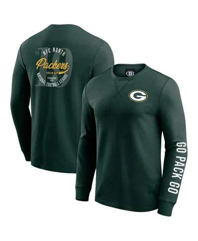 Fanatics Men's Green Green Bay Packers Washed Waffle-knit Long Sleeve T-shirt