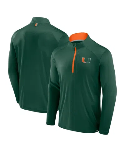 Fanatics Men's Green Miami Hurricanes Fundamental Defender Quarter-zip Sweatshirt