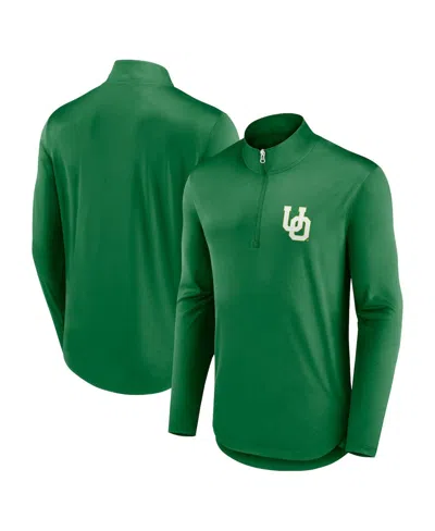 FANATICS MEN'S GREEN OREGON DUCKS QUARTERBACK MOCK NECK QUARTER-ZIP TOP