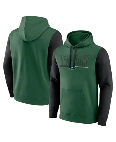 Fanatics Men's Green/black New York Jets Outline Pullover Hoodie In Green,black