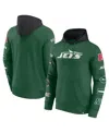 Fanatics Men's Green/black New York Jets Patched Out Pullover Hoodie In Green,black