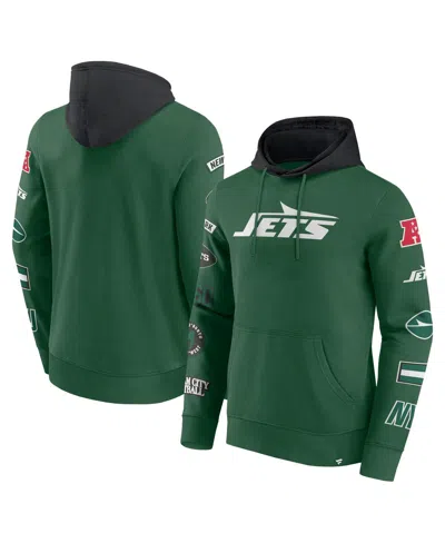 Fanatics Men's Green/black New York Jets Patched Out Pullover Hoodie In Green,black