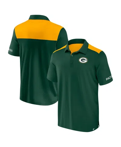 Fanatics Men's Green/gold Green Bay Packers Color Block Polo Shirt In Metallic