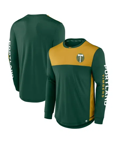 Fanatics Men's Green/gold Portland Timbers Striker Long Sleeve T-shirt In Multi