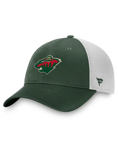 Fanatics Men's Green/white Minnesota Wild Core Primary Logo Trucker Adjustable Hat In Multi