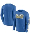 Fanatics Men's Heather Blue St. Louis Blues Sweep Iconic Synthetic Long Sleeve T-shirt In Blue