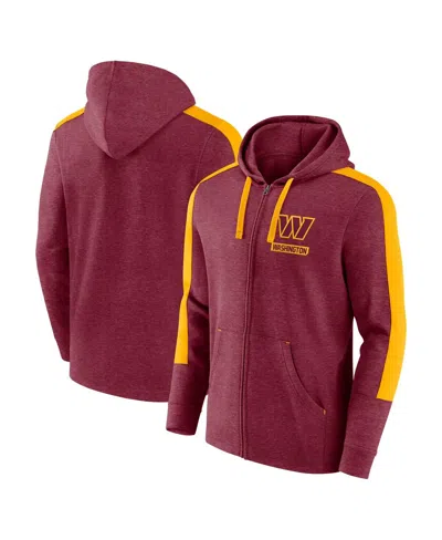 Fanatics Men's Heather Burgundy Washington Commanders Gains Full-zip Hoodie In Burgundy,gold